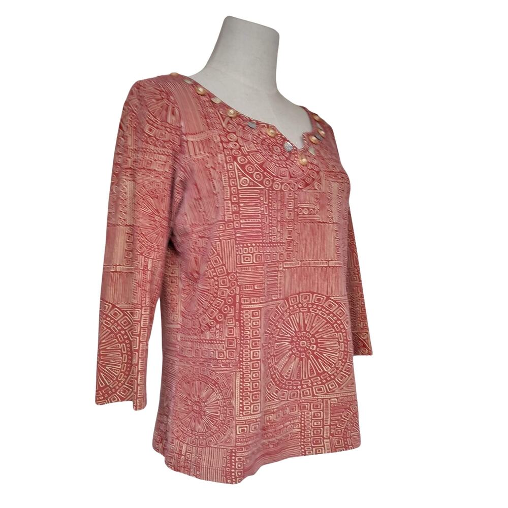 Ruby Rd. Geometric Print Boho Top - Picture 4 of 13